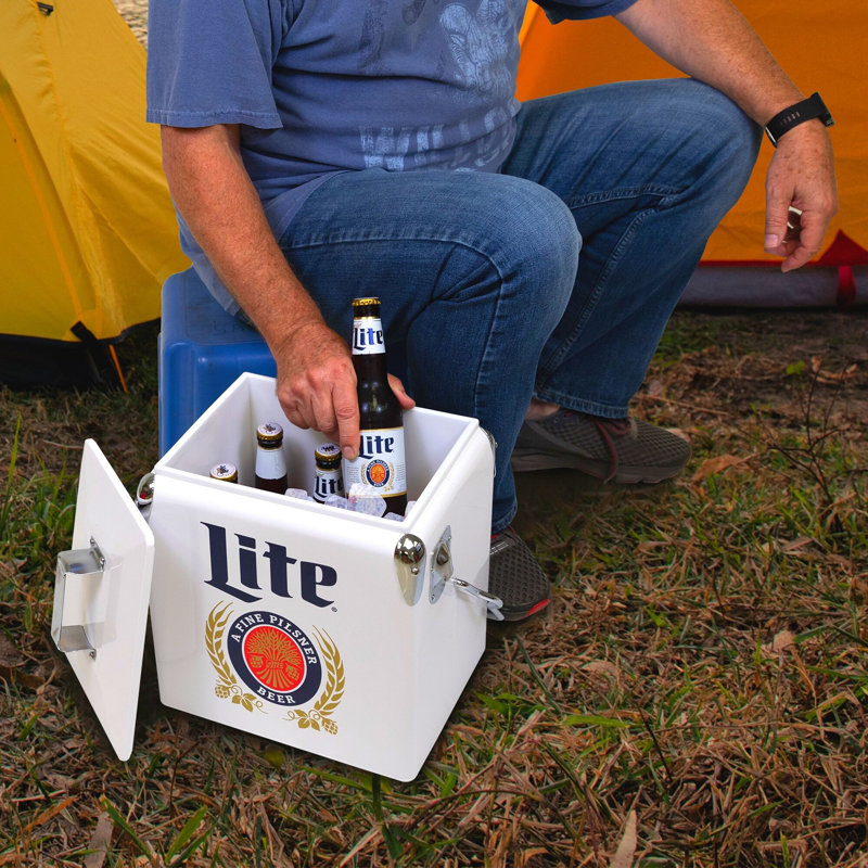 Koolatron Miller Lite Retro Ice Chest Cooler with Bottle Opener